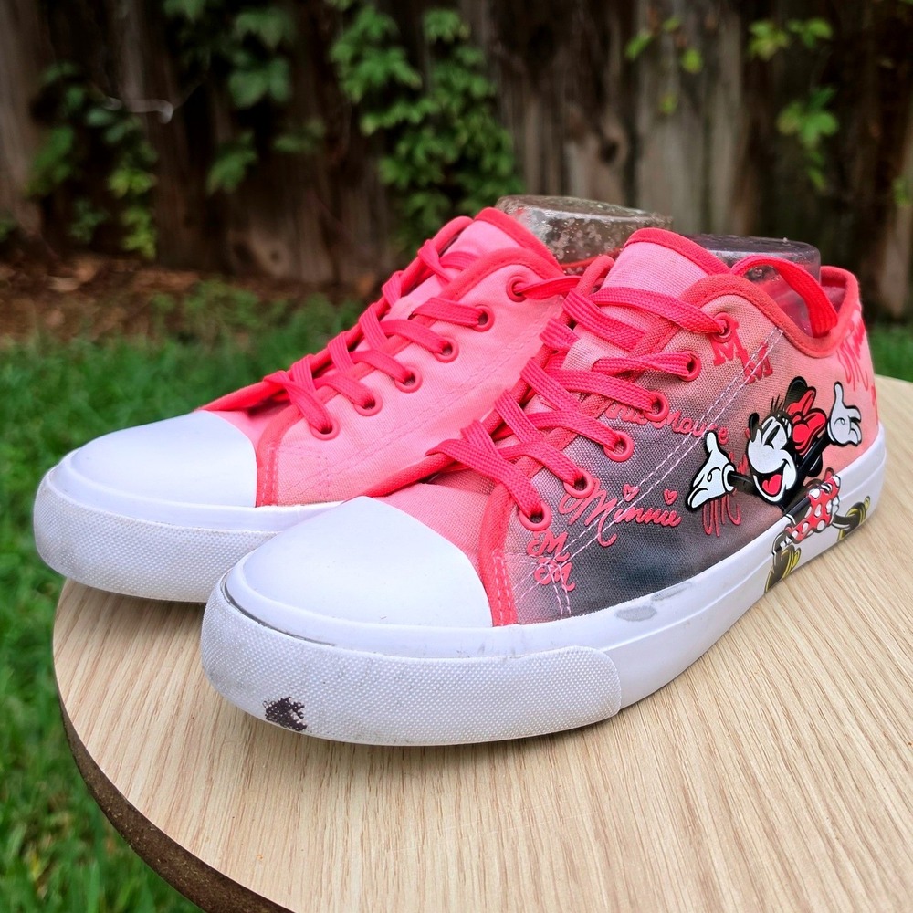 Disney Minnie Mouse Pink Canvas Low Top Sneakers Character Graphic Shoes